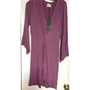 New Tags Tina + Jo lilac twist front long sleeve dress med $175